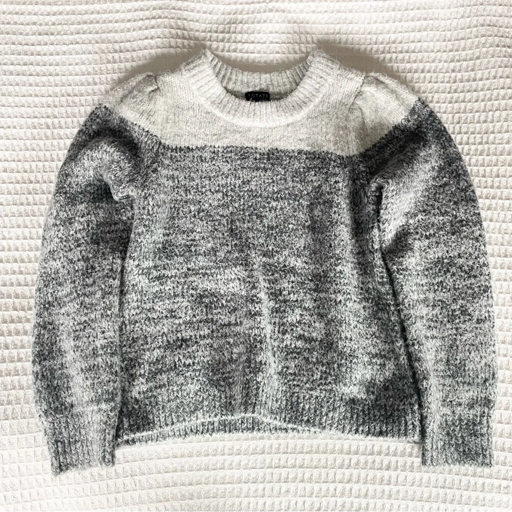 1. state super soft grey puff sleeve sweater size Small